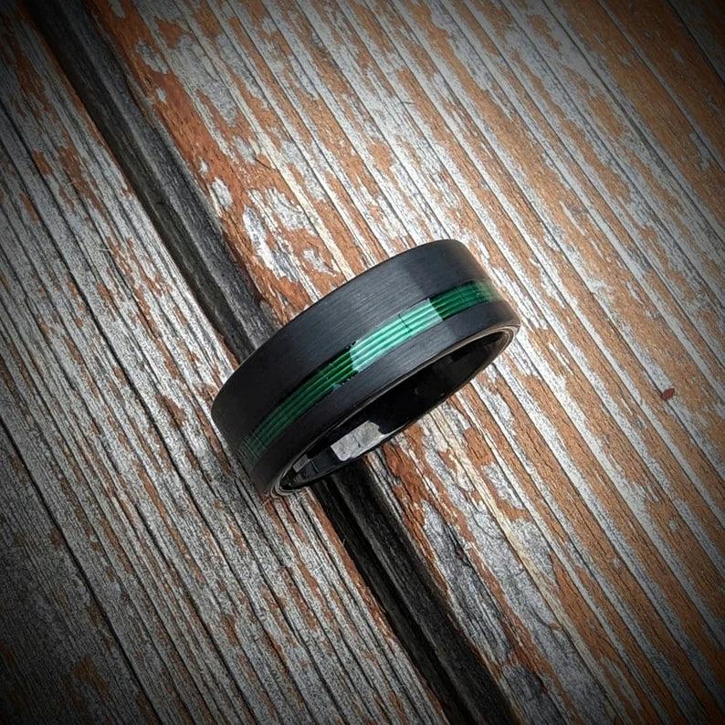 Green Fishing Line Ring Offset - GoodRingsUSA