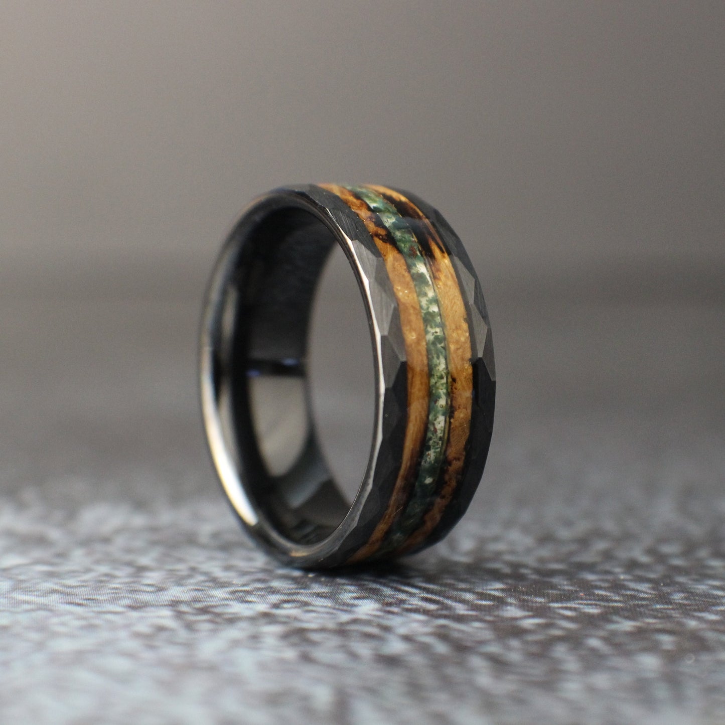 Hammered wedding ring for men