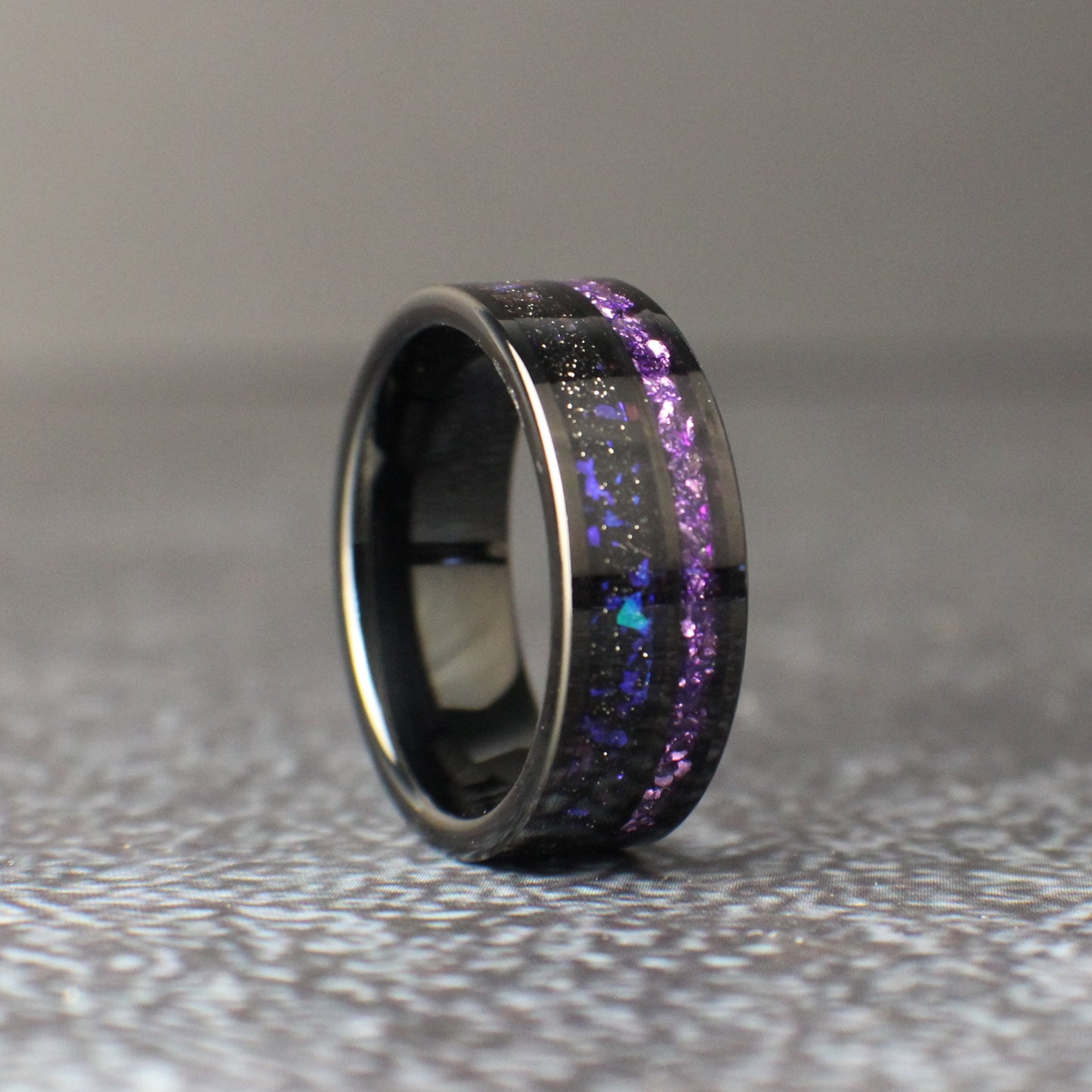 Amythest and Opal Wedding Band, Amythest ring, Opal Ring, Wedding Ring, Men's Wedding Band
