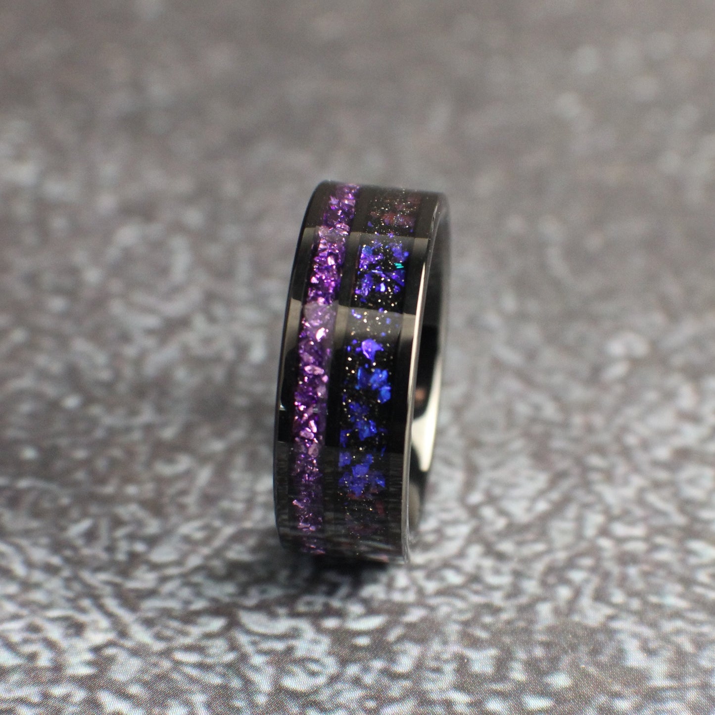 Amythest and Opal Wedding Band, Amythest ring, Opal Ring, Wedding Ring, Men's Wedding Band