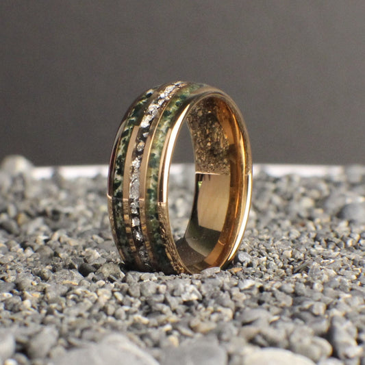 Rose Gold and Silver Leaf Wedding Ring