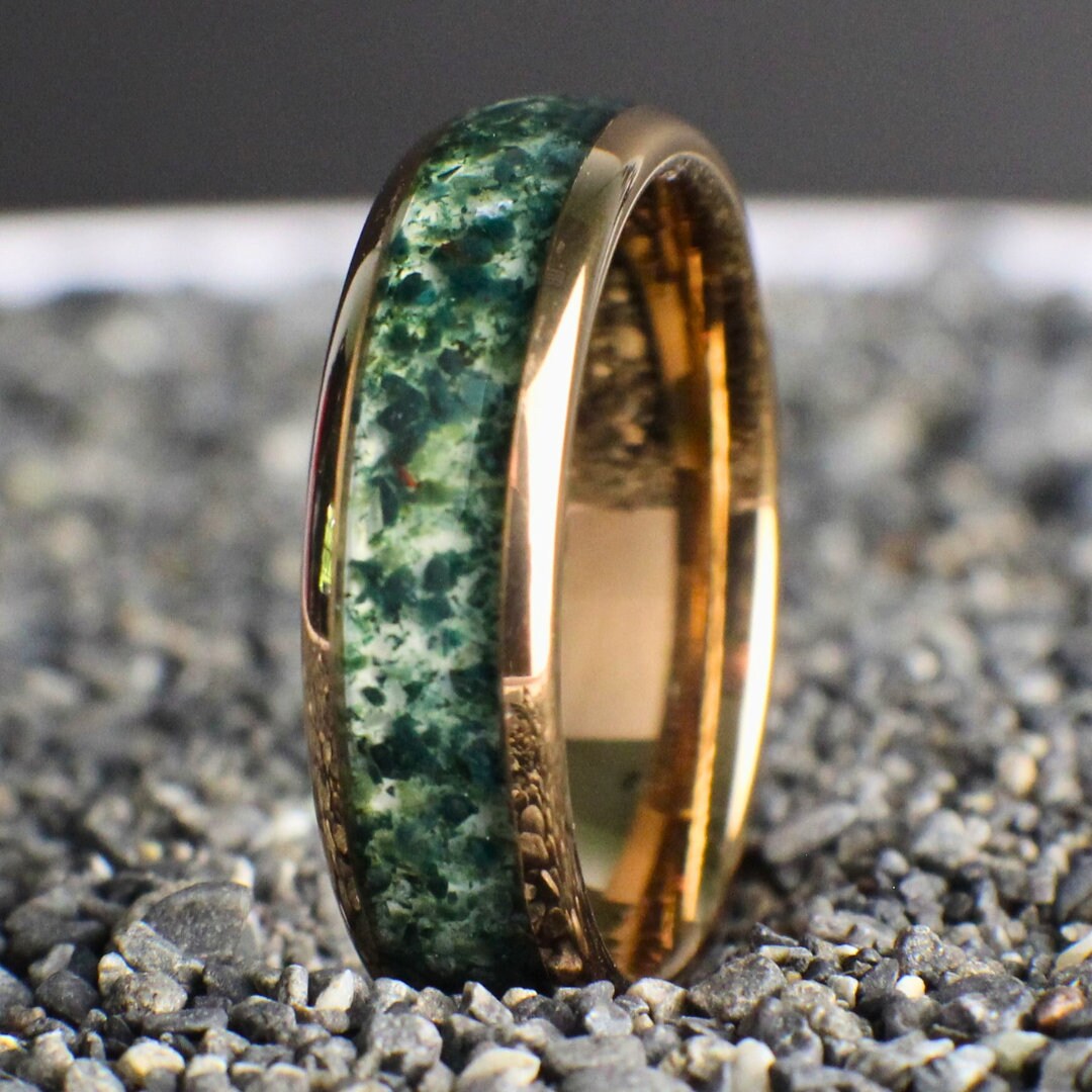Moss Agate Anniversary Ring