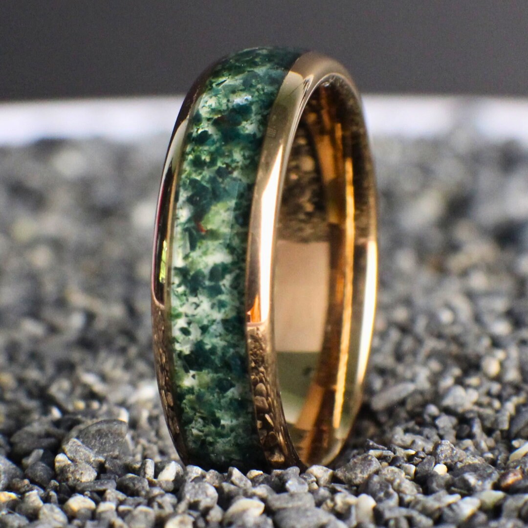 Moss Agate Wedding Ring
