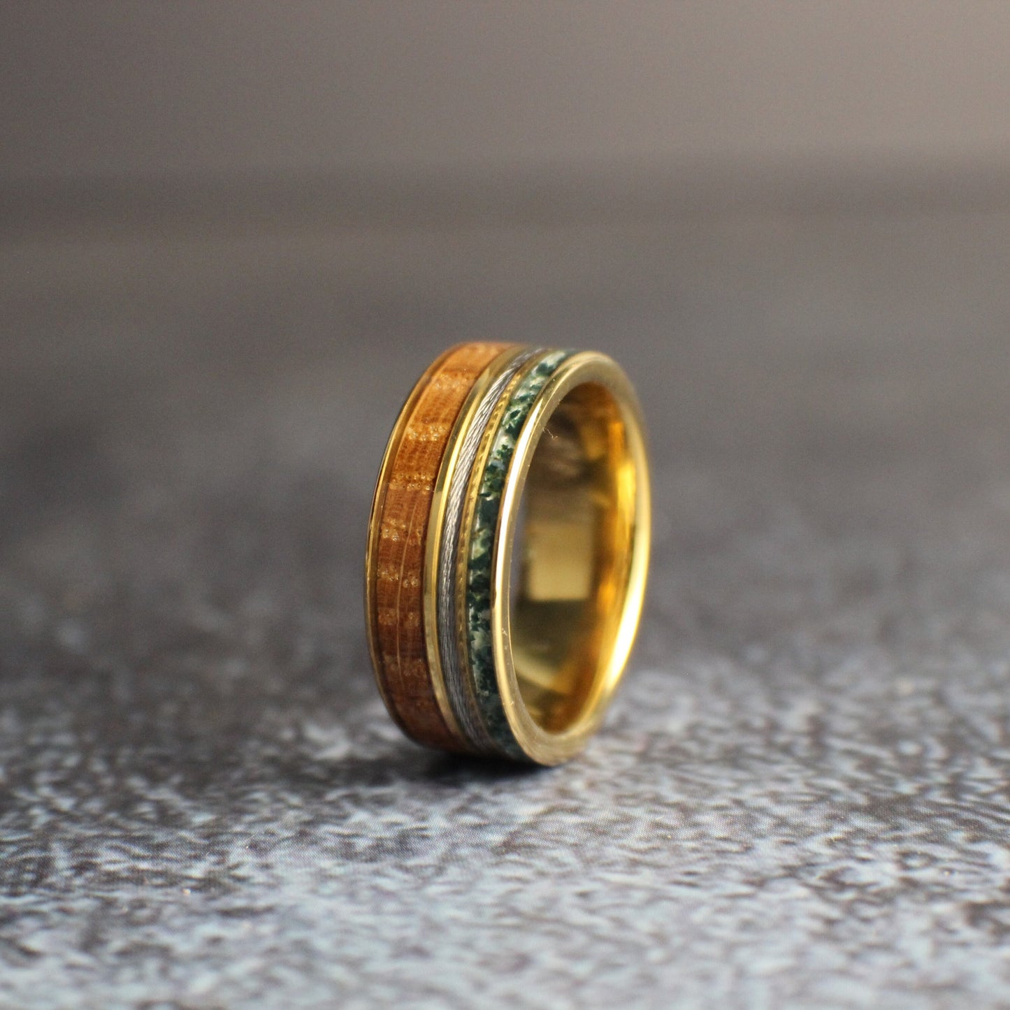 Anniversary Ring, Promise Ring, Men's Moss Agate Wedding Band