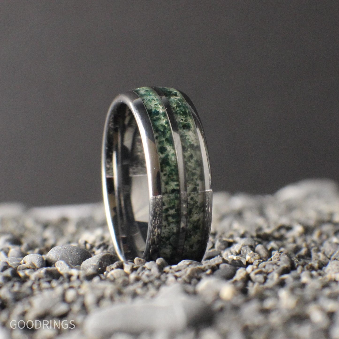 Silver Moss Agate Ring