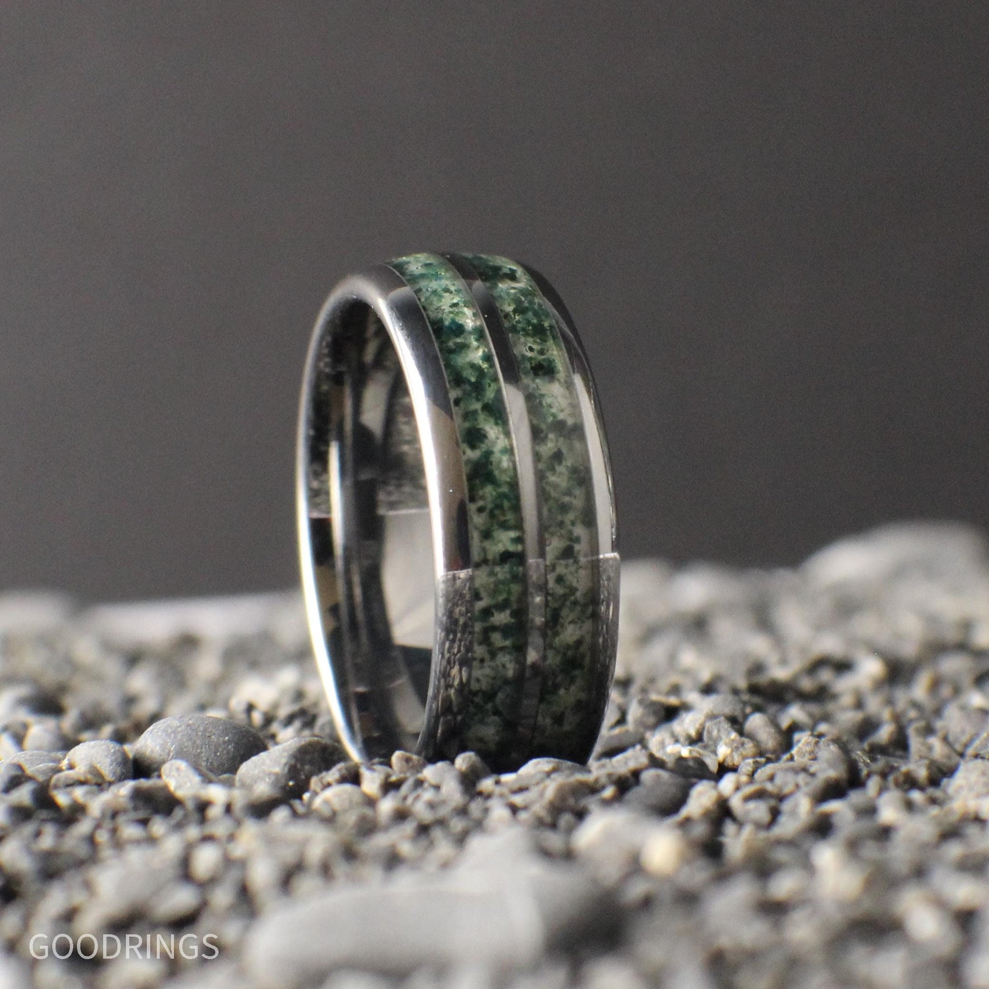 Silver Moss Agate Ring