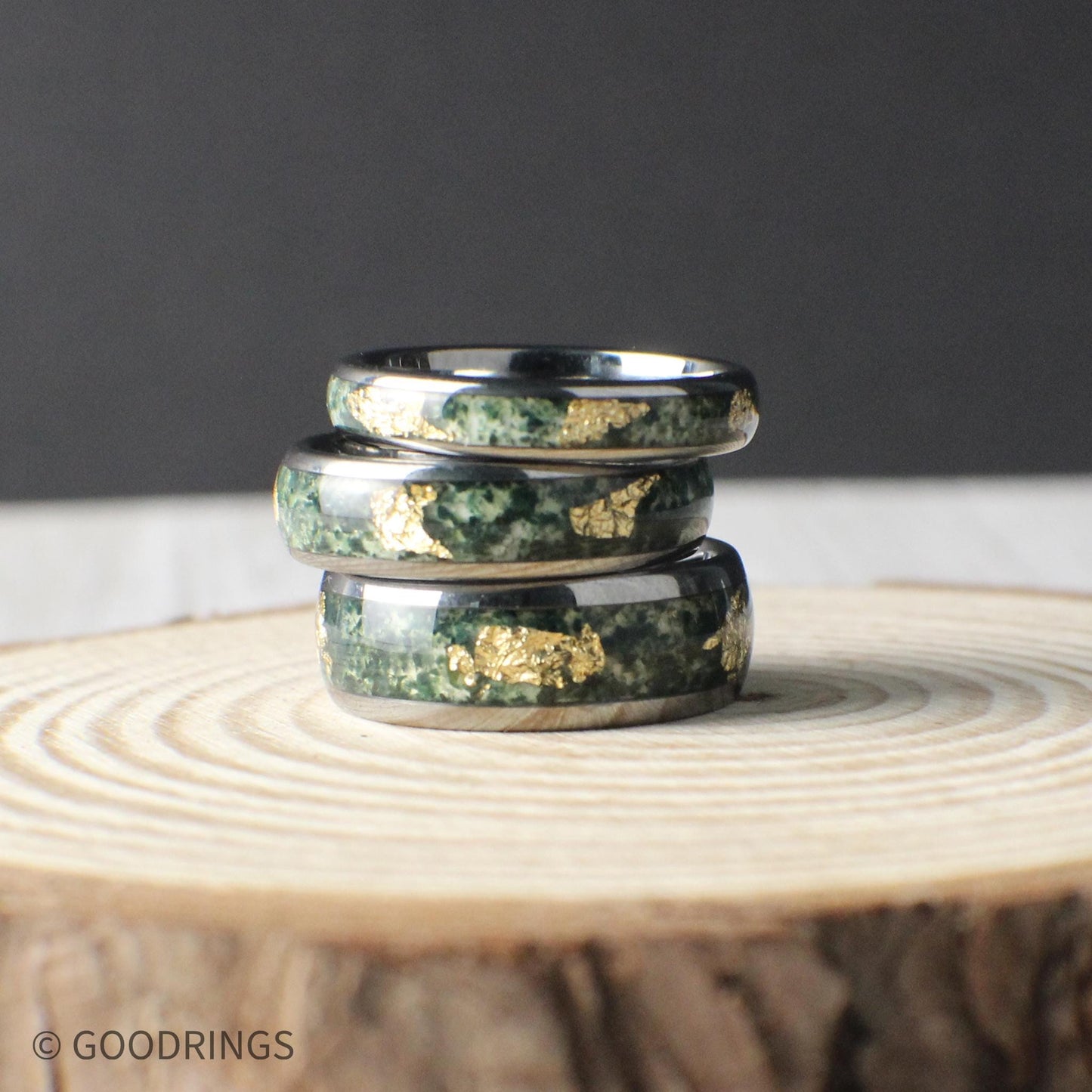 The Goldroot - Moss Agate Ring
