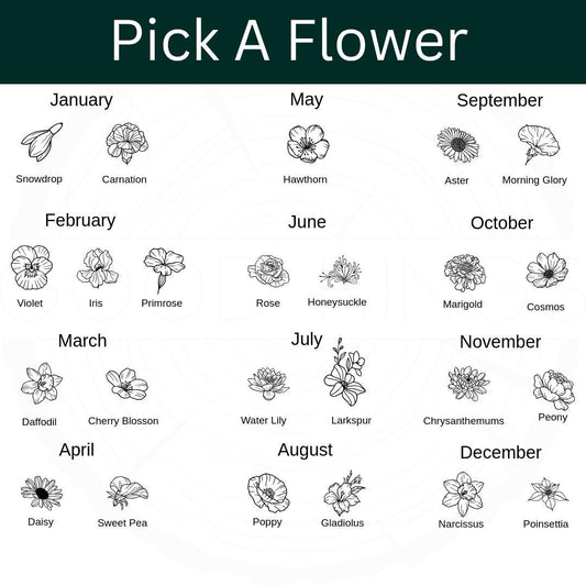 Birth Flower Necklace, Personalized Flower Necklace, Birth Month Necklace, Silver, Rose, and Gold Necklace, Mother's Day Gift