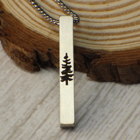 Personalized Tree Necklace, Fir Tree Necklace, Men's Necklace, Customized Men's Necklace, Custom Pendant Necklace, Necklace Gift for Him