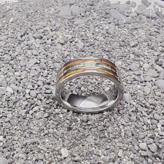 Moss Agate Wedding Band with Rosewood, Men's wedding band, Moss agate Ring