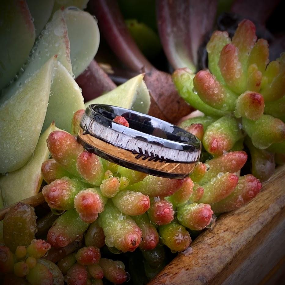 Whiskey Barrel and Antler Arrow Wedding Ring - GoodRingsUSA