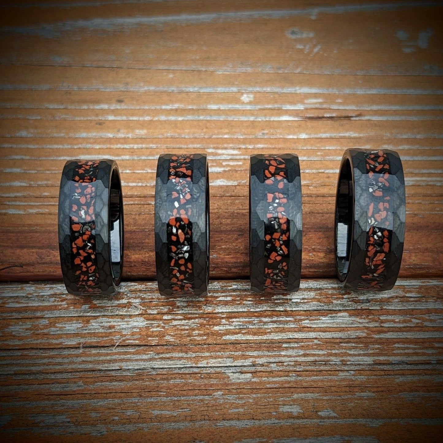 Meteorite and Dinosaur Bone Tungsten Ring, Wedding Ring, Promise Ring, Anniversary Ring - GoodRingsUSA