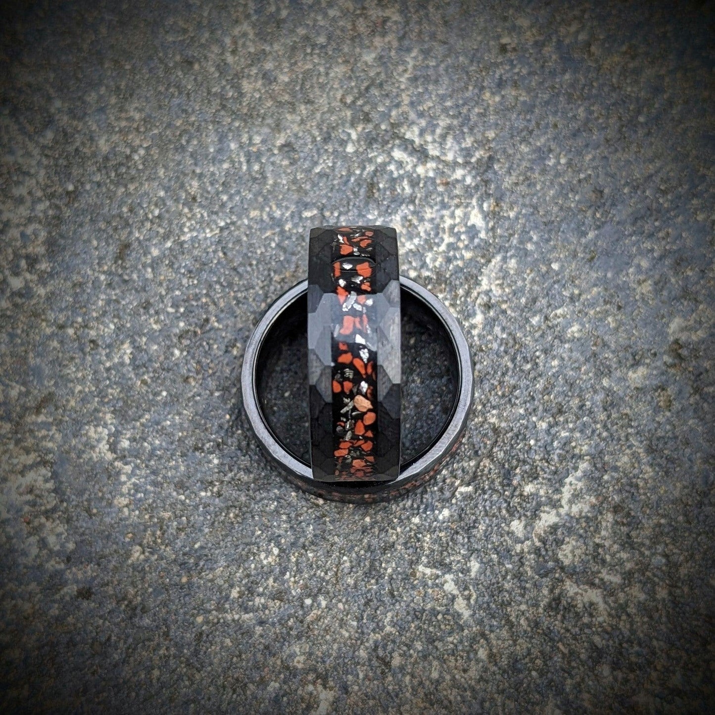 Meteorite and Dinosaur Bone Tungsten Ring, Wedding Ring, Promise Ring, Anniversary Ring - GoodRingsUSA