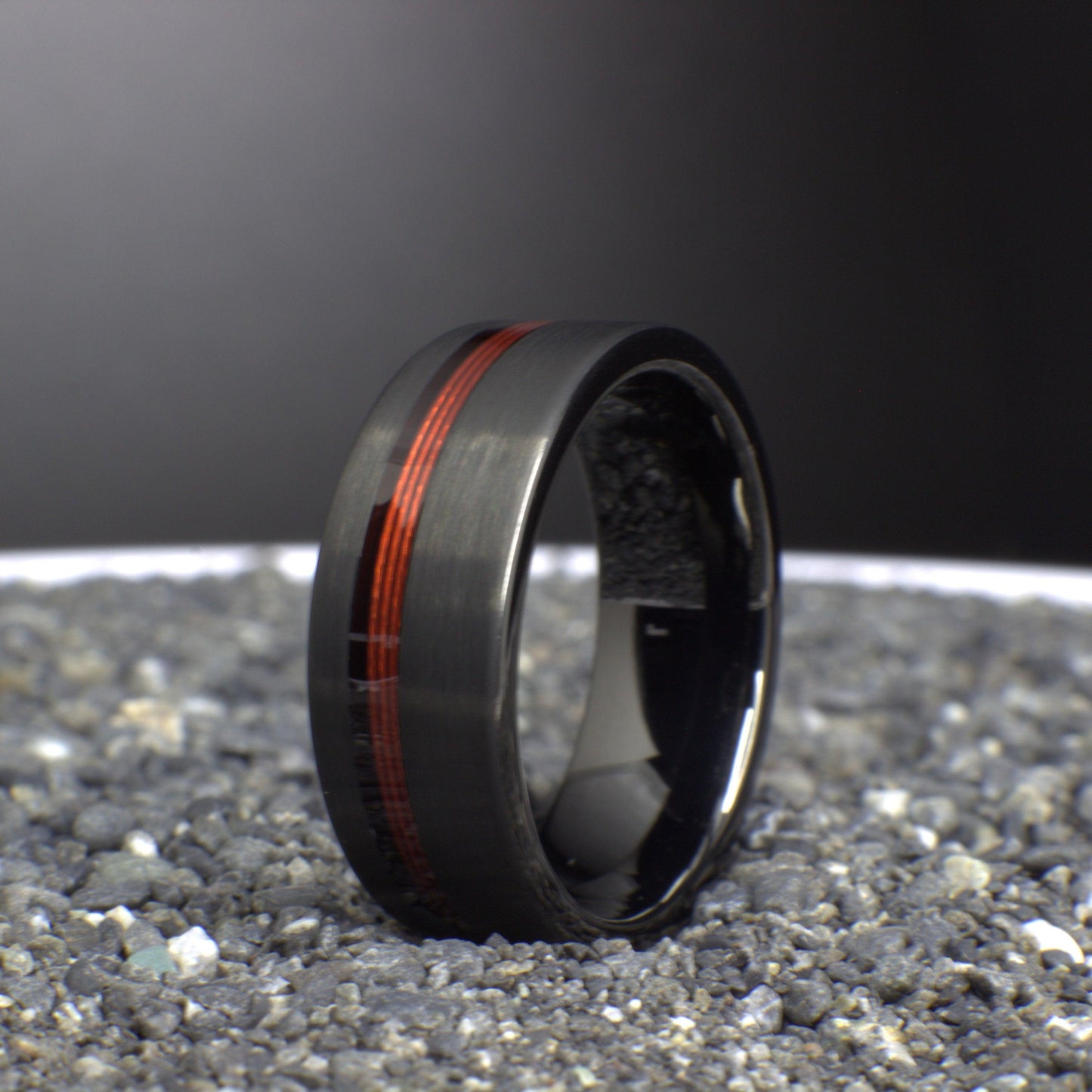 Red Fishing Line Ring, Male Wedding Band, Fishing band for men, Red Wedding Ring