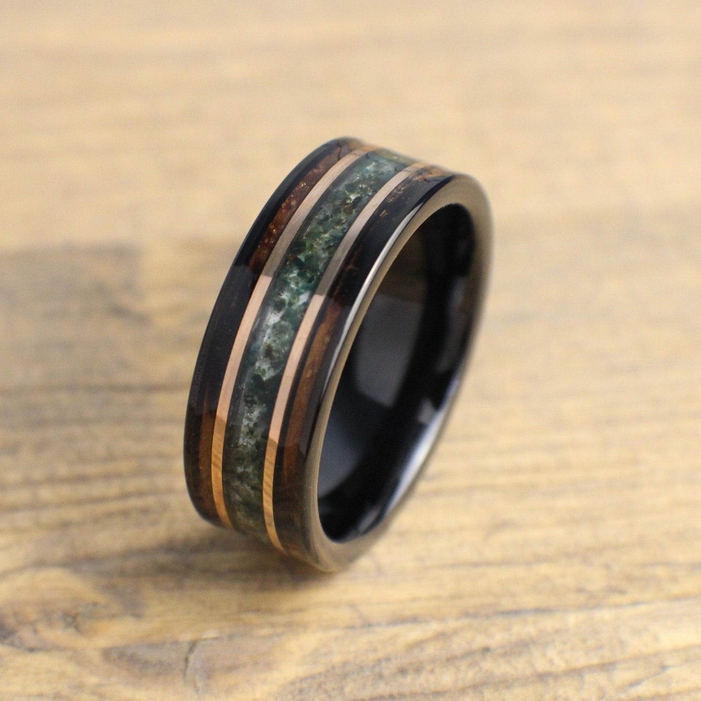 Moss agate wedding ring