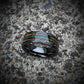 Burnt Whiskey Barrel and Malachite in a Hammered Core - GoodRingsUSA