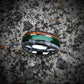 Green Fishing Line Ring with Elk Antler and Makore Wood - GoodRingsUSA