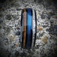 Men's Fishing Line Ring with Antler and Whiskey Barrel - GoodRingsUSA