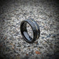Meteorite and Gold Hammered Wedding Ring - GoodRingsUSA
