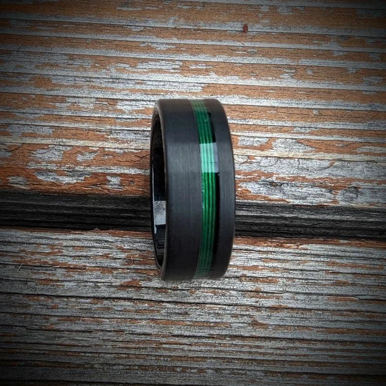 Green Fishing Line Ring Offset - GoodRingsUSA