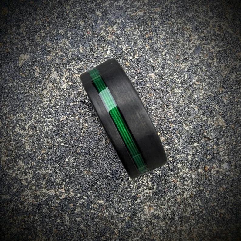 Green Fishing Line Ring Offset - GoodRingsUSA