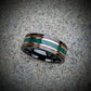 Wedding Band made out of Whiskey Barrel, Malachite, Rose Gold, and Tungsten