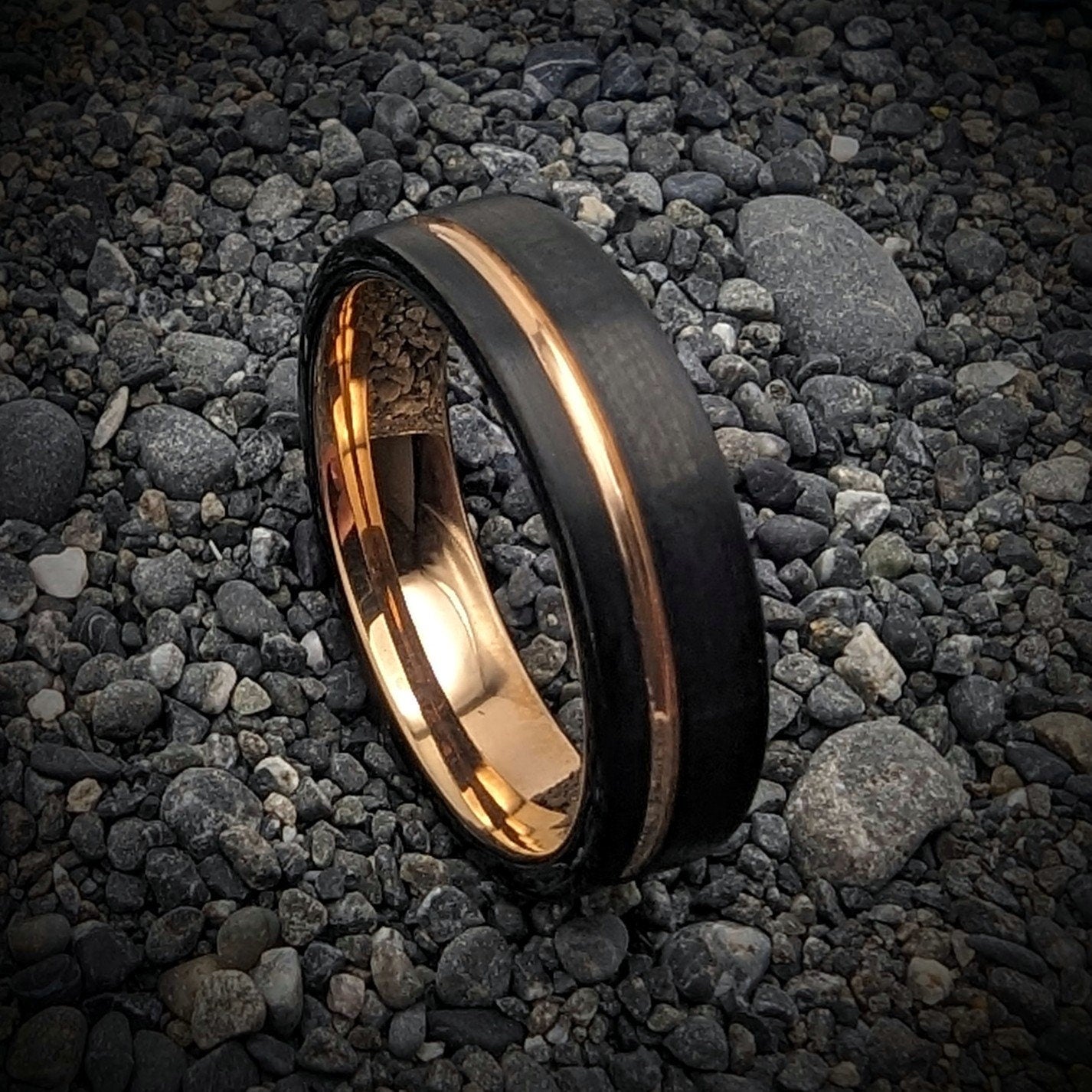 Rose Gold Wedding Band, Men's Tungsten Wedding Band