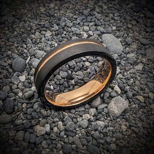 Rose Gold Wedding Band, Men's Tungsten Wedding Band