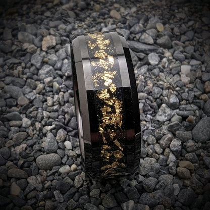 Gold Leaf Wedding Band, Men's Wedding Ring, Gold Leaf Ring