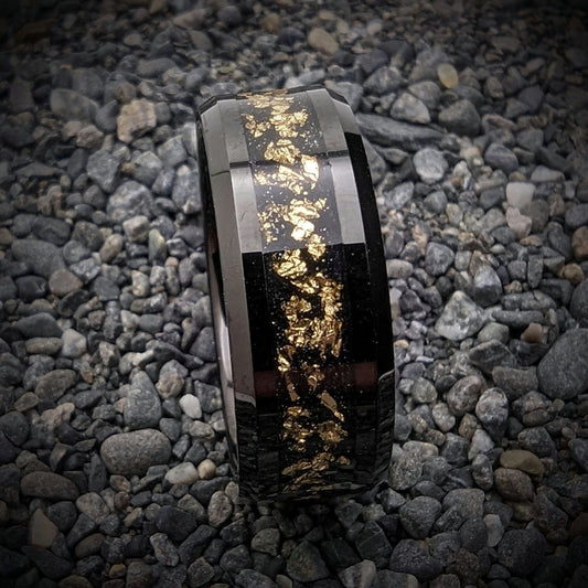 Gold Leaf Wedding Band, Men's Wedding Ring, Gold Leaf Ring