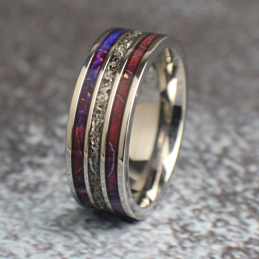 Men&#39;s Lavender Ring, Titanium Ring for Men.