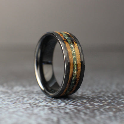 Hammered wedding ring for men