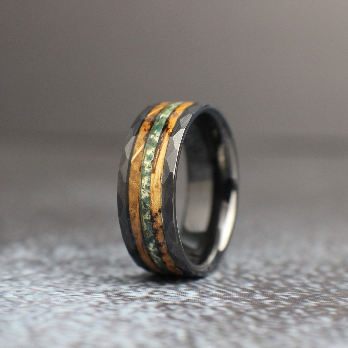 Burnt Whiskey Barrel Wedding Band