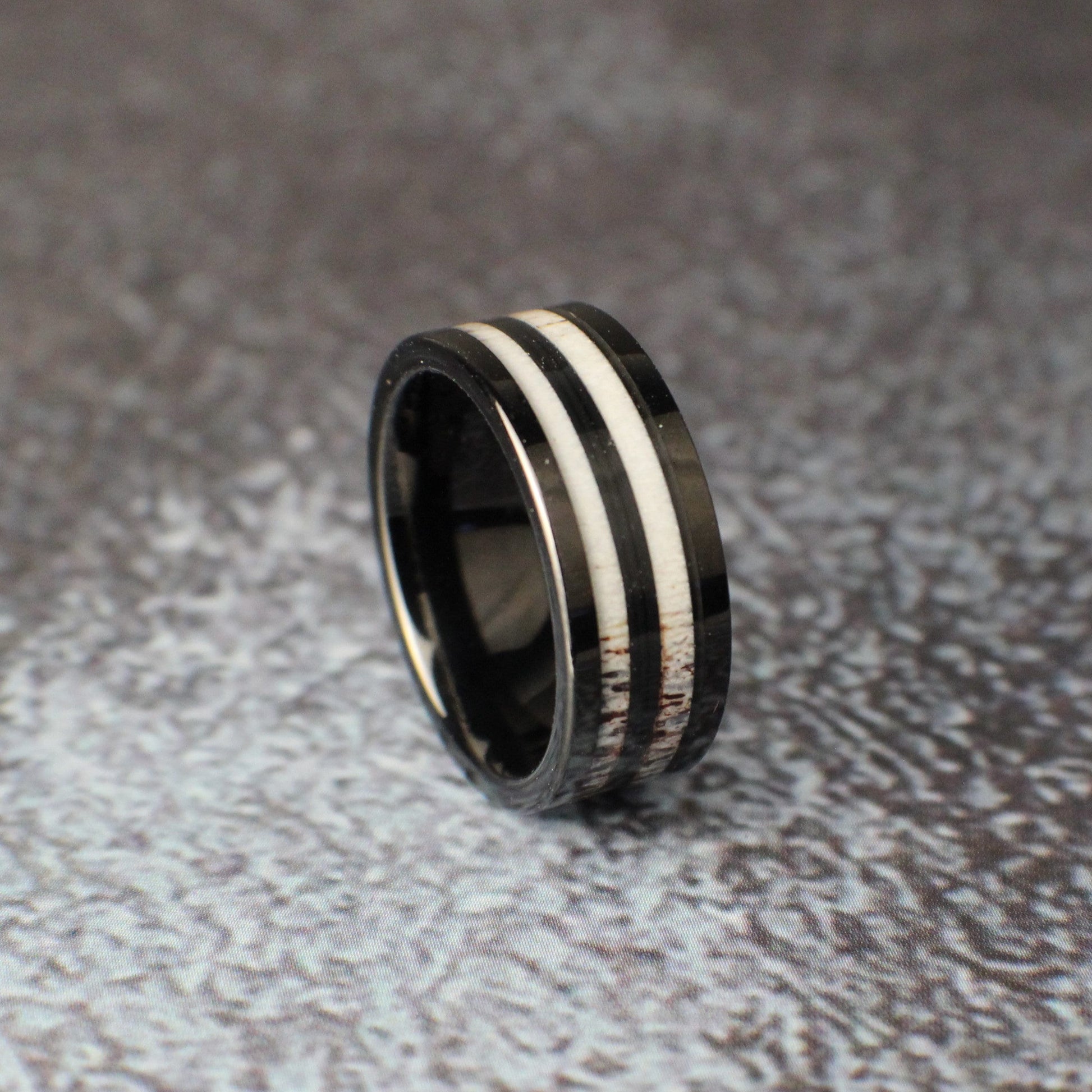 Antler and Fishing Line Wedding Band, Antler Ring, Fishing Ring, Men's Wedding Band