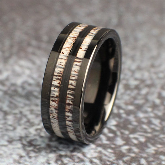 Antler and Fishing Line Wedding Band