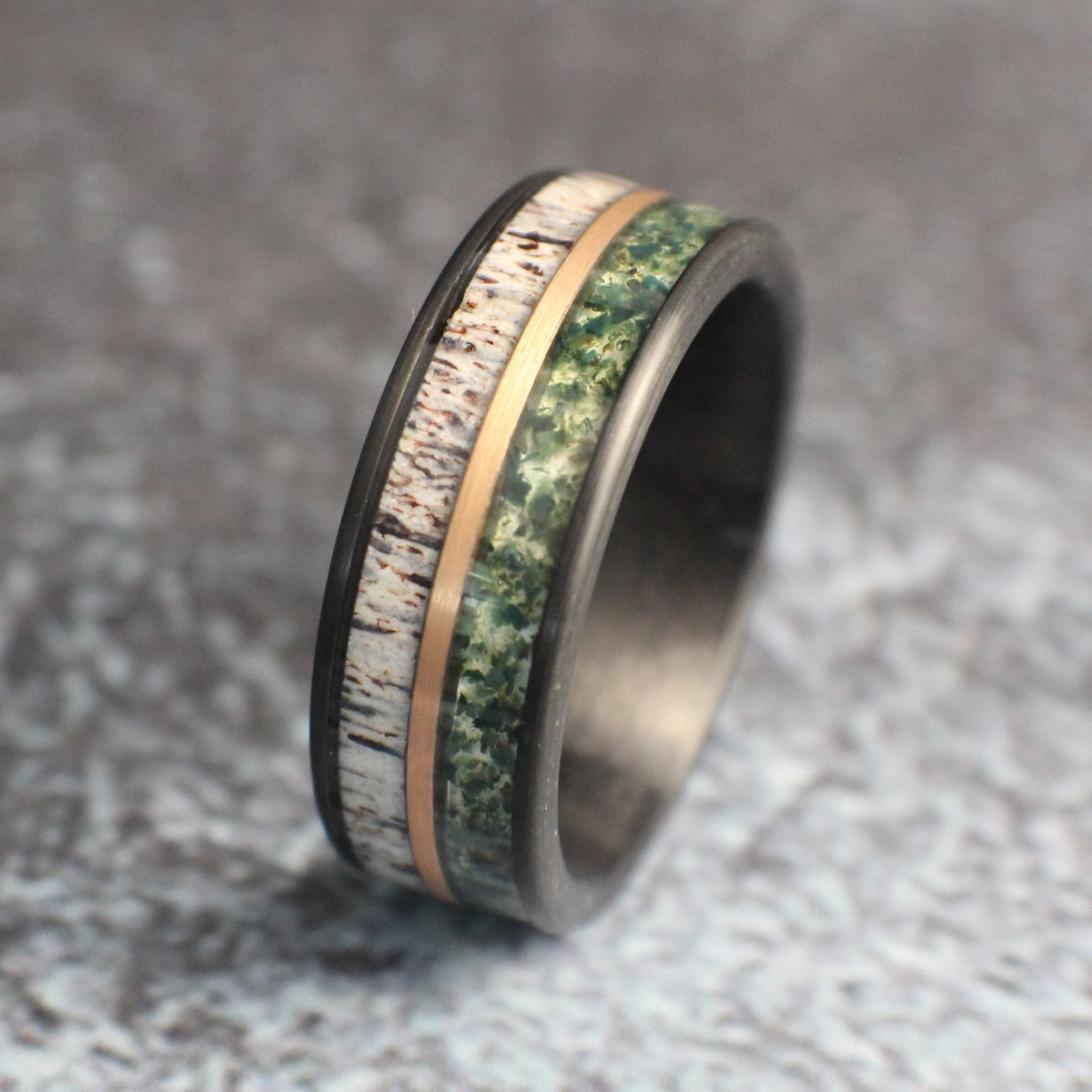 Men's Moss Agate Wedding Band