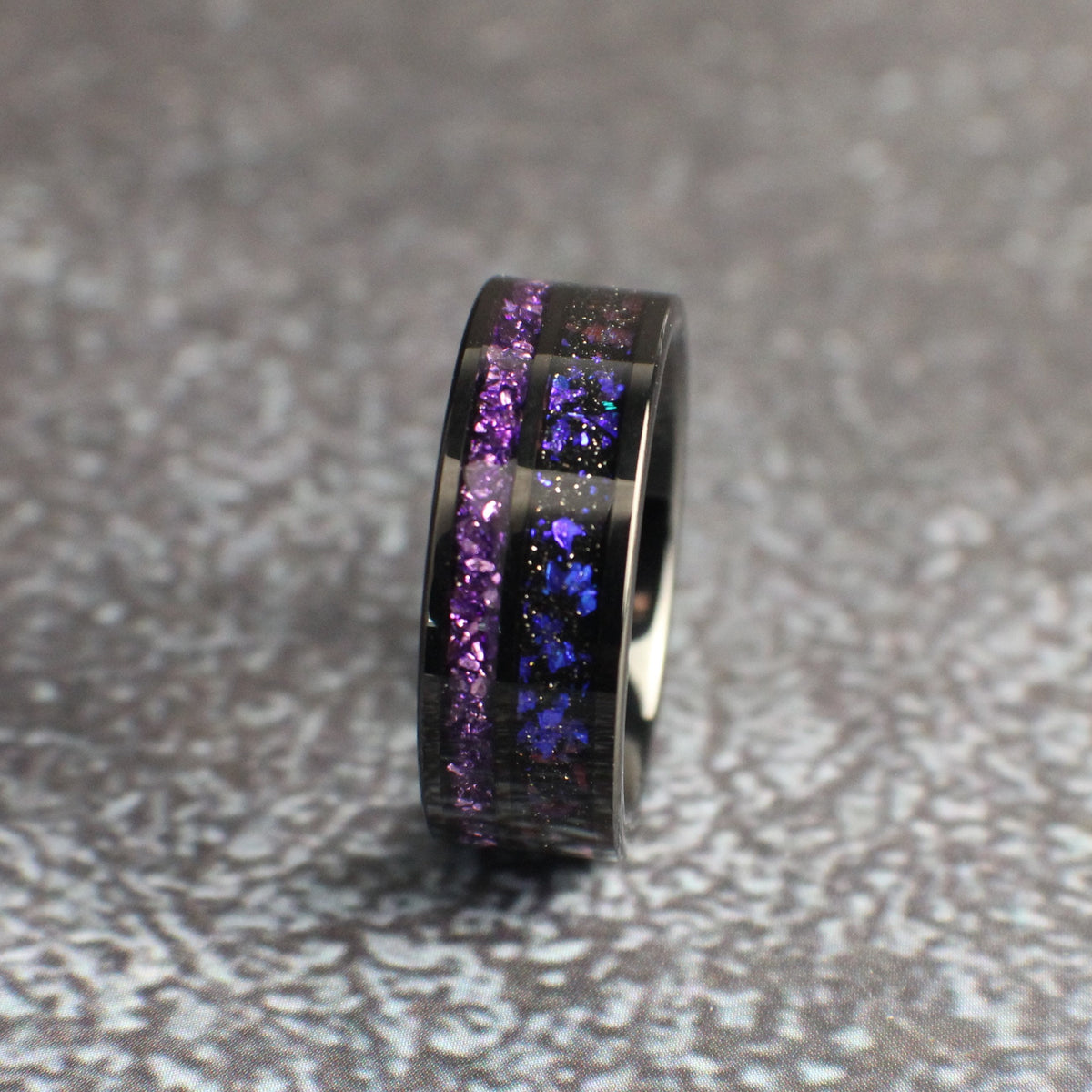 Amythest and Opal Wedding Band, Amythest ring, Opal Ring, Wedding Ring, Men's Wedding Band