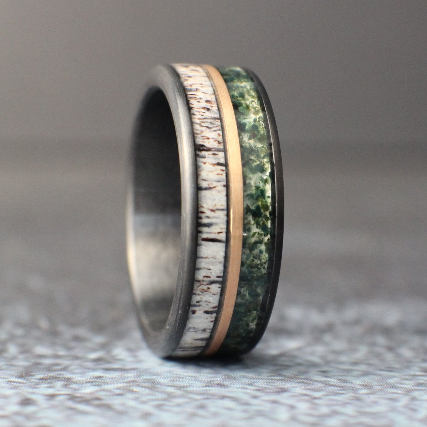Moss agate ring for him
