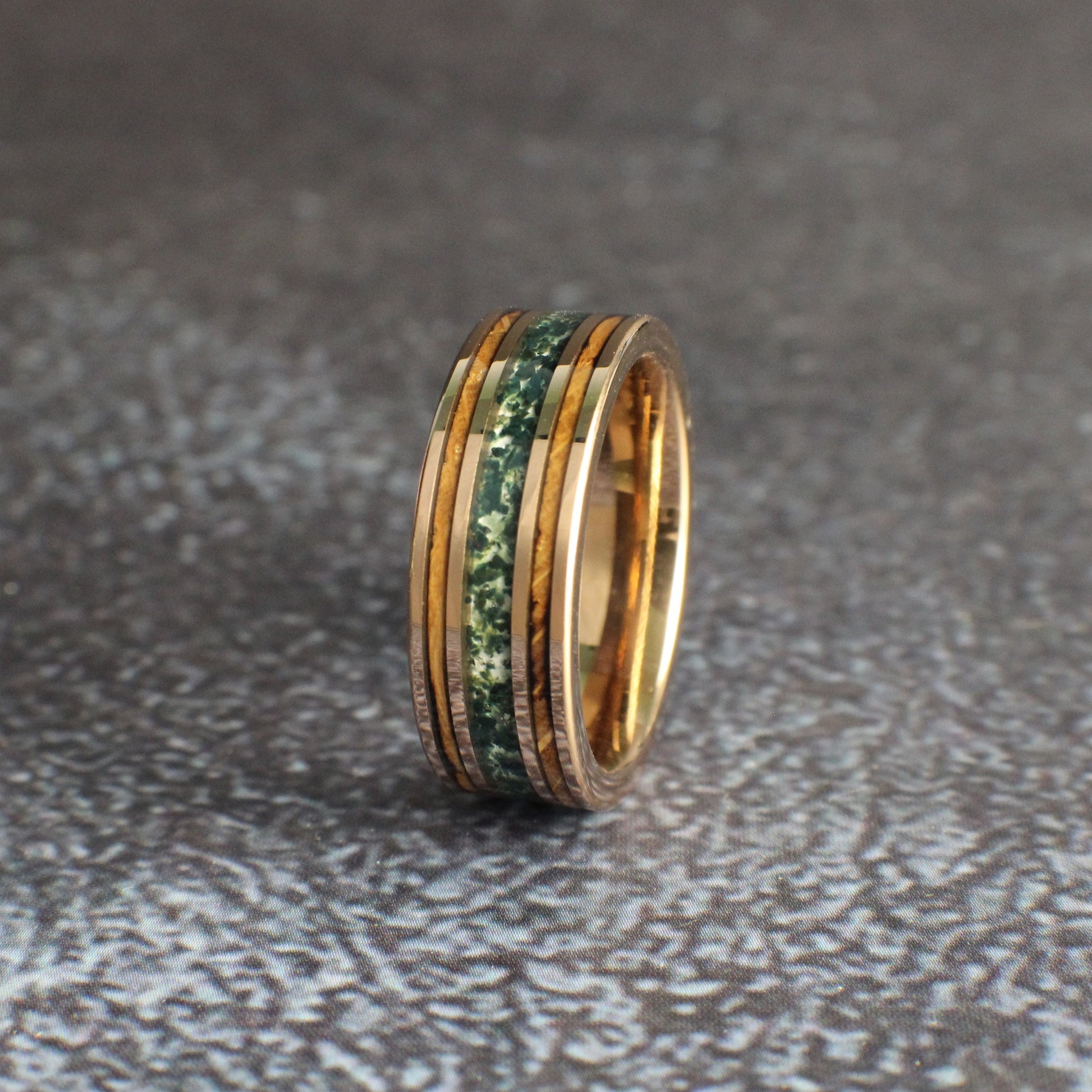 Whiskey barrel wedding band