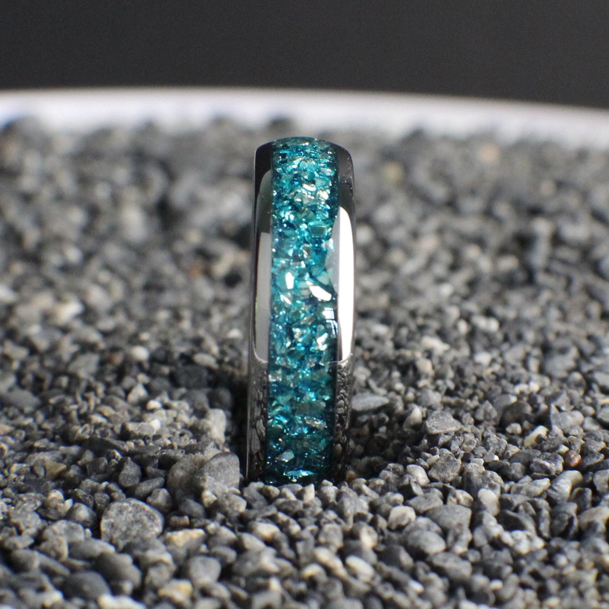 Crushed Aquamarine birthstone ring