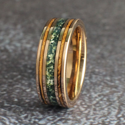 Moss agate ring