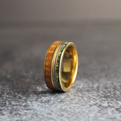 Anniversary Ring, Promise Ring, Men's Moss Agate Wedding Band