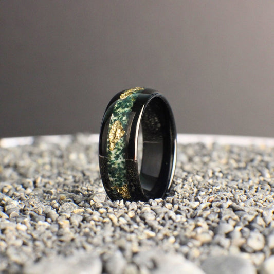 Moss Agate Wedding Band