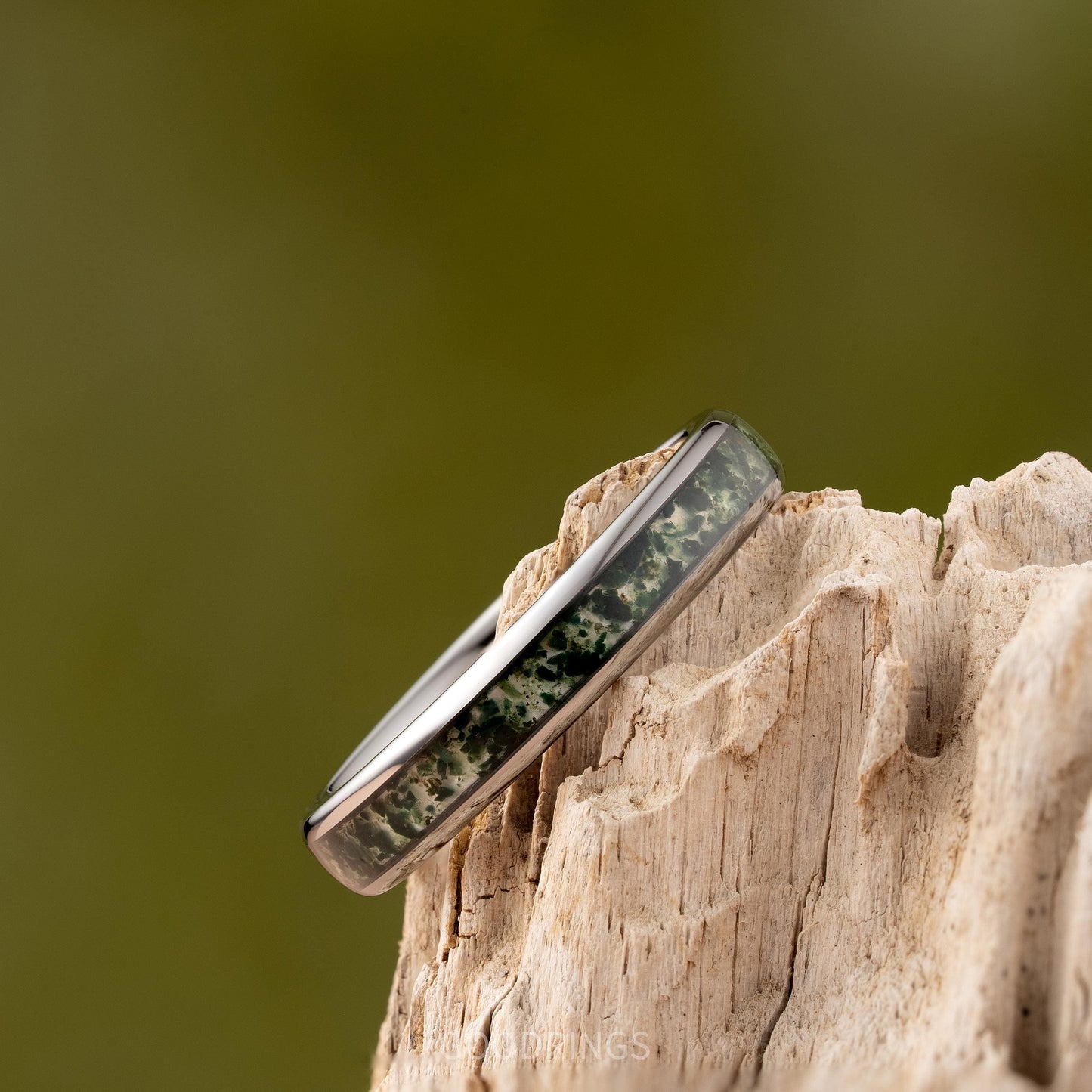 4mm moss agate ring