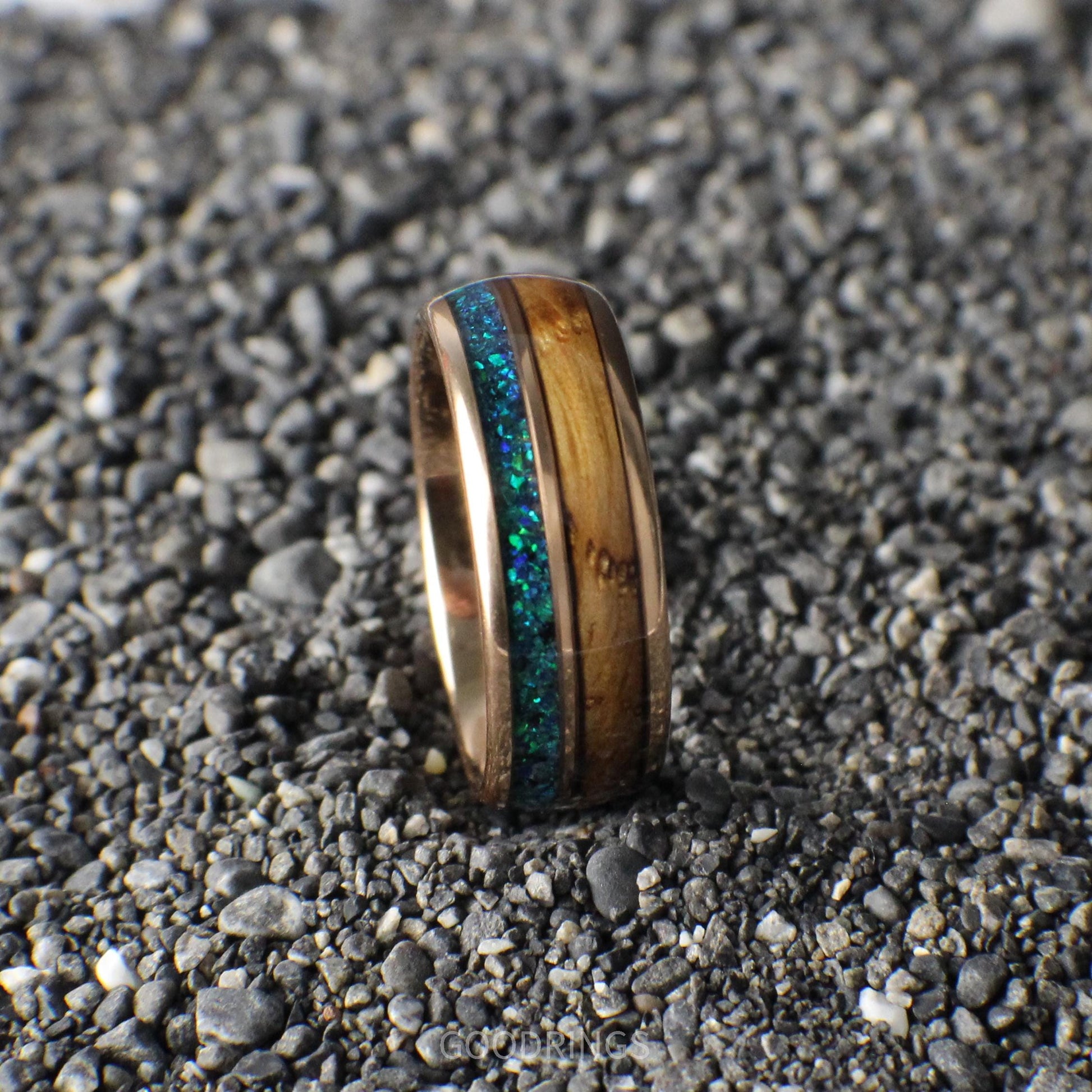 Opal wedding band for men