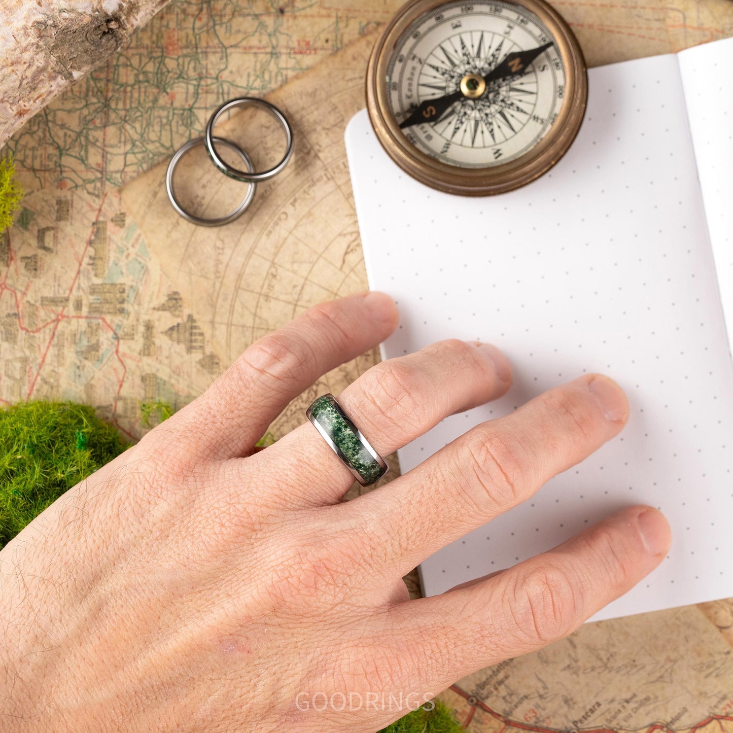 Moss Agate Ring for men