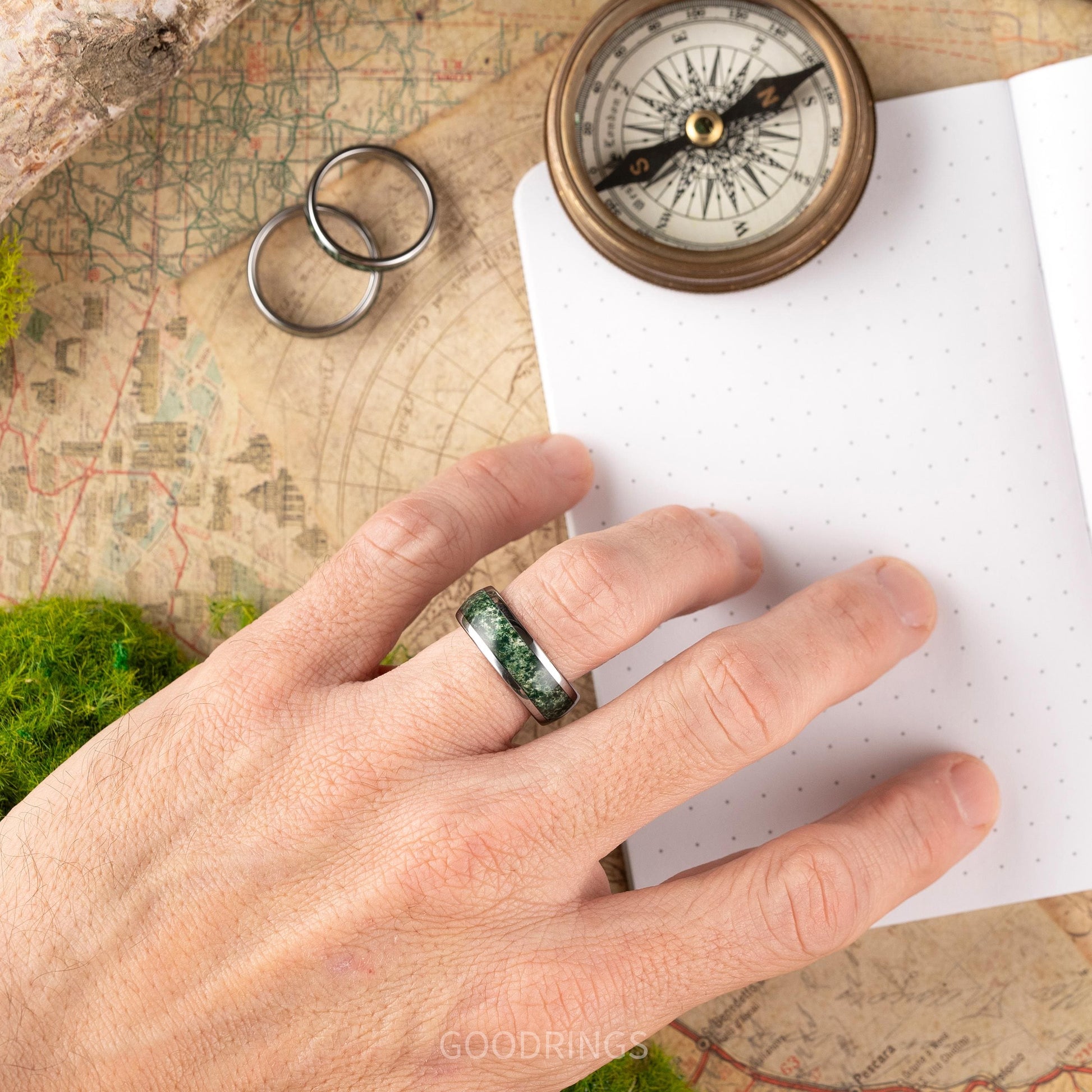 Moss Agate Ring for men