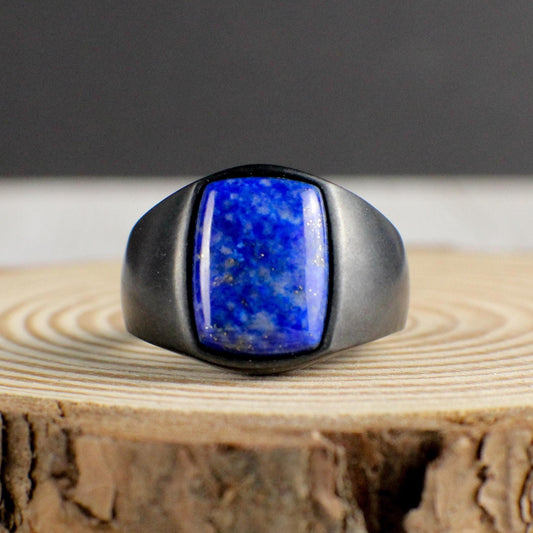 Lapis Signet Ring, Lapis Lazuli Ring, Wedding Ring with Lapis, Lapis Anniversary Ring, Gift for him, retirement gift, promise ring