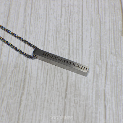 Personalized Pendant Necklace, Engraved Bar Necklace, Necklace for men, Stainless Steel brushed Necklace, Engraved Gift, Engraved Necklace, Birthdate Necklace, Child Birth Necklace, Gift for Him, Valentines Day Gift, Birthday Gift, Fathers Day Gift