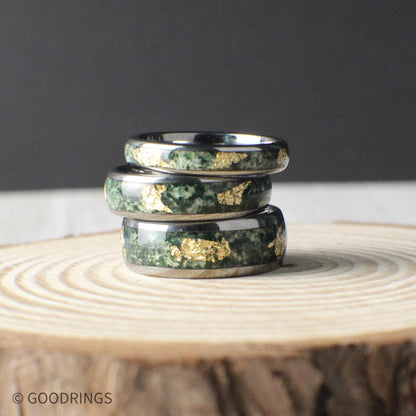 The Goldroot - Moss Agate Ring